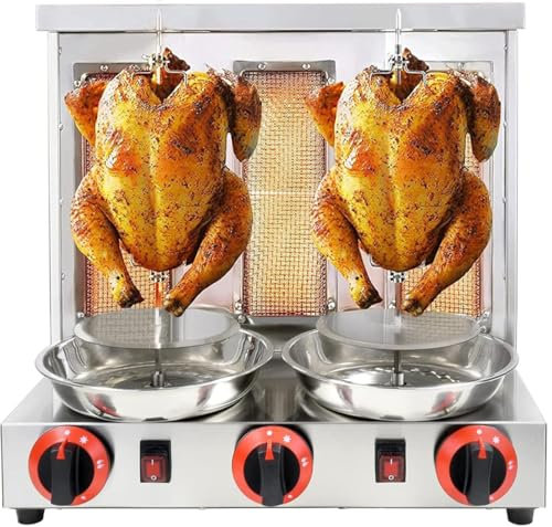 GAYAYAS Rôtissoire Verticale, Four à rôtisserie Rotatif à 360 °, rôtissoire en Acier Inoxydable au gaz Propane, adaptée aux réunions de Famille et aux réunions d'amis