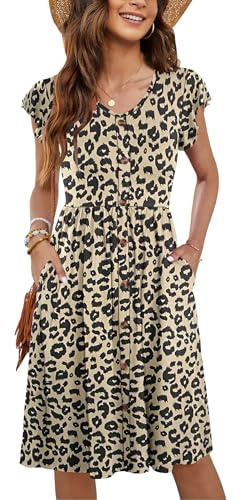 MOLERANI Women Summer Dresses V Neck Ruffle Sleeve with Pockets Leod L