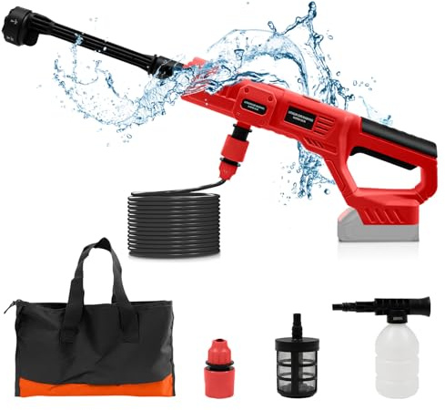 Cordless Pressure Washer for Milwaukee 18V Battery Portable Handheld Power Washer with 6-in-1 Nozzle Foam Cannon for Car Floor Fence Wall Cleaning (Battery Not Included)