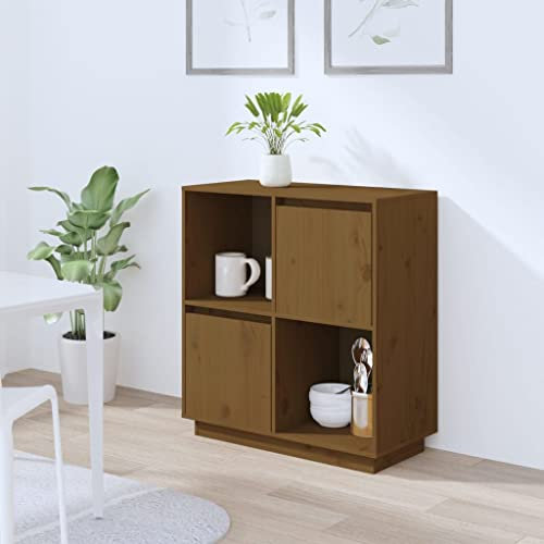 MOBCANT Sideboard, Buffetschrank TV-Schrank Küchenunterschränke Apothekerschrank Geeignet für Foyer Wohnbereich Küche Schlafzimmer Honigbraun 74x35x80 cm Massivholz Kiefer