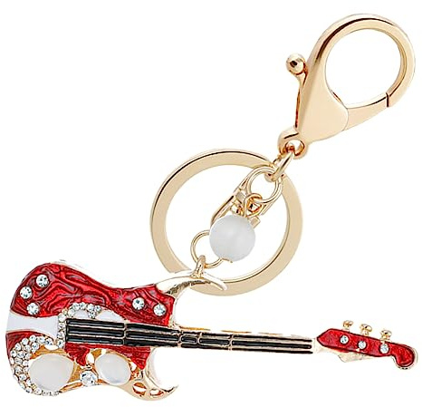 Veemoon Gitarren-Schlüsselanhänger winzig Schlüsselbund schlüsselanhänger für keychain Kinderparty Gefälligkeiten Instrumenten- Metall rot