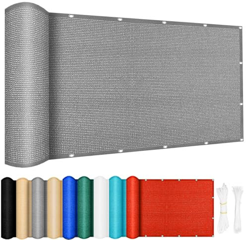 Sonnensegel HDPE Rechteckig 110 x 180 cm, Sonnenschutz Reißfest 98% UV Schutz Atmungsaktiv Windschutznetz inkl Befestigungsseile, für Terrasse, Garten, Balkon, Hellgrau