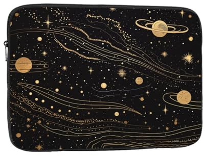 Laptop Case Sleeve Gold and Silver Space Themed Laptop Bag Computer Carrying Case 15 Inch Notebook Protective Sleeve Cover