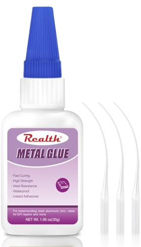 Realth Colla per Metallo 30g con 3 Contagocce, 1 Pc | High Resistance, Impermeabile Resistente al Calore, con Tappo Anti-Intascio, Metallo Alluminio Acciaio Inossidabile