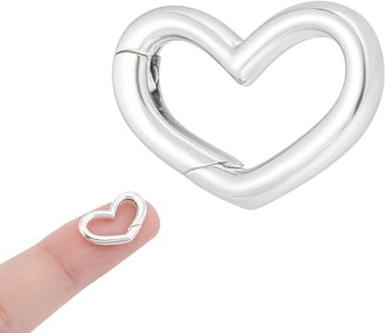 NBEADS 925 Sterling Silber Schlüsselring Herz, 1.6x1cm Herzförmiger Schmuckverschluss Federverschluss Spring Gate Ring Für Armbänder Fußkettchen Halsketten Schmuckherstellung
