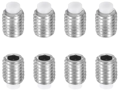 sourcing map 8 Pcs M8x10mm Nylon Tip Grub Screw, 304 Stainless Steel Metric Hex Socket Set Screws for Furniture Repair Industrial Machinery and Equipment