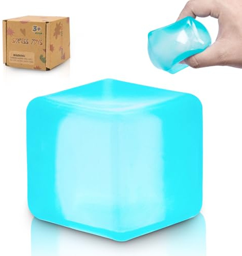 Graphinza Squishy Cubes Quetschspielzeug – 5 cm große Quetschwürfel, Eiswürfel-Fidget-Toy, sensorisches Fidget-Toy, Stresswürfel zur Linderung von Angstzuständen für Kinder und Erwachsene (Bule)
