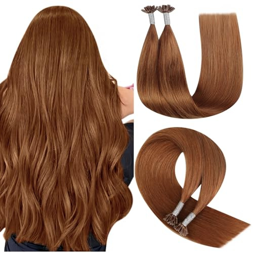 YoungSee U Tip Hair Extensions Real Human Hair Copper Utip Hair Extensions for Long Hair Copper 22In 50s/50G