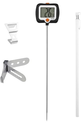 Thermomètre De Cuisine,Outil De Mesure Alimentaire Avec Longue Sonde Et Crochet Pour Pot,Thermomètre Alimentaire avec Affichage Rotable | Pour Cuisine Barbecue Restaurant Extérieur