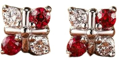 Beydodo Weißgold Ohrringe Damen 585 Echtgold, Ohrstecker Kleeblatt mit 0.4ct Saphir und Moissanit Hochzeit Ohrringe Braut Nickelfrei
