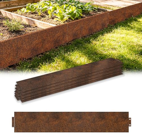 XMTECH Rasenkante Verzinkt Stahl Beeteinfassung 100x18cm 25 Stück Rost | Witterungsbeständig und rostgeschützt, flexibel formbar für Gartengestaltung und saubere Abgrenzungen im Außenbereich.