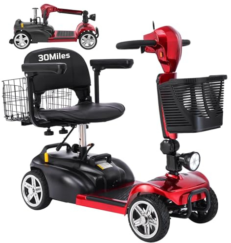 Ecomobi MS02 Mobility Scooters for Adults 7 mph, 300 lbs Capacity, 15/30 Miles Range, 48 Turning Radius, 15° Hill Climbing, 2 Cargo Baskets, Removable Battery, 350W Wheelchair for Elderly & Disabled