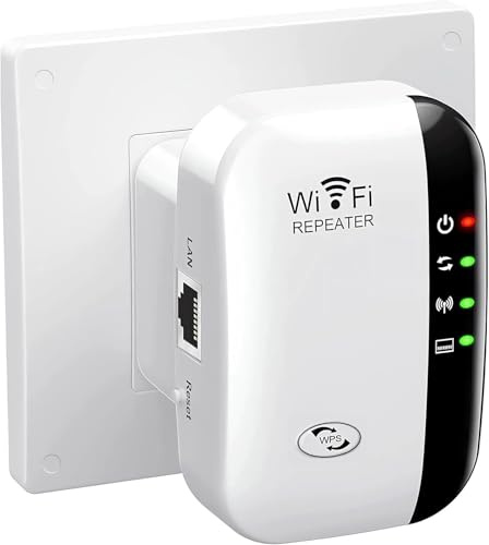 WiFi Extender, WiFi Booster, Covers Up to 3200 Sq.ft and 45 Devices WiFi Repeater, Internet Booster - with Ethernet Port, Quick Setup, Home Wireless Signal Booster, UK plug