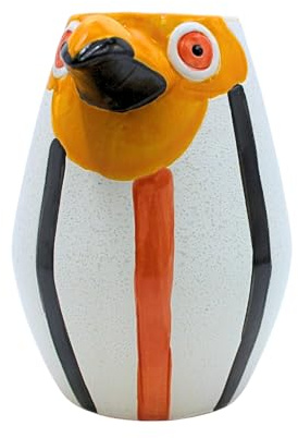 XL Dekovase, Vasenkopf, Papageivase, Blumenvase, Tiervase, Keramikvase,Tischvase, Vase als Papagei mit gelben Schnabel, Vase mit Papagei Dekor aus Keramik in bunt, L/B/H 15 x 12 x 16 cm.
