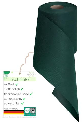 Sensalux Tischläufer, Tischband, stoffähnliches Vlies, Standard 100 by Oeko-TEX® - Klasse I Zertifiziert, 15cm x 25m, Grün