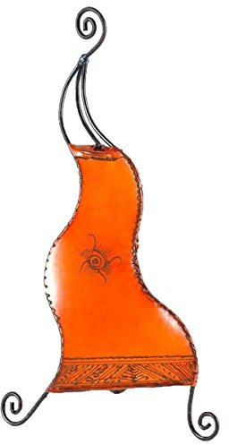 Simandra Orientalische Lampe Stehlampe marokkanische Hennalampe Lederlampe Tischleuchte Stehleuchte Orient Essaouira Sonne 50 cm Color Orange