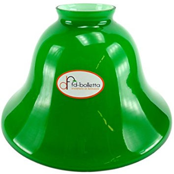 fd-bolletta arredamento e illuminazione Pantalla lampara, cristal de repuesto, pantalla de lampara,campana de cristal, Tulipa verde vi3 Medidas: altura 11cm, Ø vidrio 19cm, Ø boca exterior 5,4cm