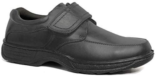 LargChaussures d'homme, Doublé de Cuir, Mocassins, Chaussures à Lacets et Chaussures à Scratch - Large (EU 43 UK 9, Noir à scratch)