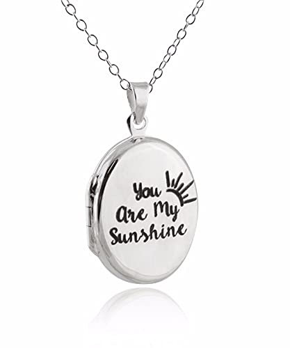 Sterling Silber Oval Gravur You Are My Sunshine Double Sided Halskette mit Medaillon, 45,7 cm Kette