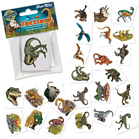 24 Mini-Tattoos * DINOS & T-REX * von LUTZ MAUDER | Dinosaurier Saurier Geschenk Tattoo Kindertattoos