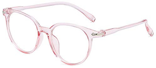 Luo-401XX Unisex runder Brillenrahmen, transparenter Brillenschutz, klare Gläser, Brillenrahmen, transparentes pink, One size