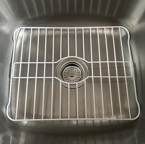 SOFINNI Kitchen Sink Protector White Sink Grate Insert Grid Sink Bowl Rack Rust Prevent (10.5 x 12.5)