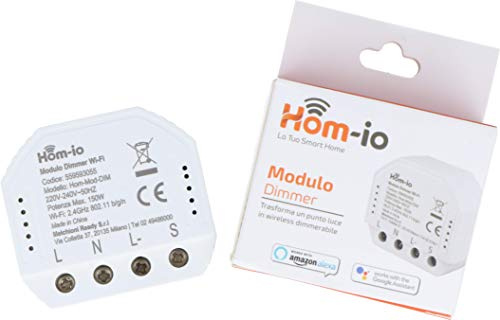 Hom-Io | Modulo Dimmer WiFi da Incasso, Rete Intelligente, MOD-Dim, 150W, Compatibile con Hom-Io Alexa e Google Home e App, Controllo a Distanza di Illuminazione e Dispositivi