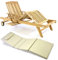 Divero Sonnenliege Holzliege Gartenliege Teak-Holz unbehandelt mehrfach verstellbar inkl. Räder Tablett + Liegen-Auflage 4-teilig wasserabweisend orange grün creme (Farbe wählbar) (Creme)