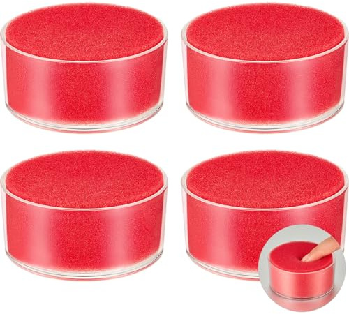 Outus 4 Pieces Sponge Cup Moistener Finger Wet Paper Plastic Round humidifier Desktop Sponge Moistener, 3.1 Inches for Grip Counting Papers, Documents