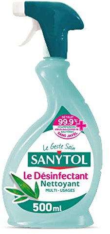 Sanytol - Désinfectant Multi-Usages - Parfum Eucalyptus - 500 ml - Bactéricide, Virucide, Fongicide - Sans Javel, Testé Dermatologiquement - Sans Rinçage
