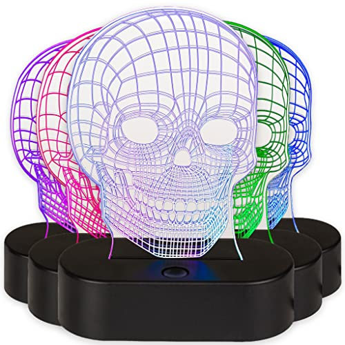 MIK funshopping 3D-Leuchte Nachtlicht 3D Effekt-Lampe mit Farbwechsel, 20cm hoch (Totenkopf)