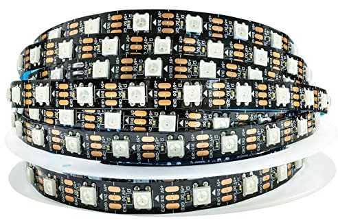 Tesfish WS2812B LED Streifen Licht RGB Pixel Strip 5m 5V 5050 300 LEDs IP30 Flexible Schwarze PCB Vollfarbiger Individuell Adressierbarer Smart Lichtleiste für Werbung Dekoration DIY Projekte