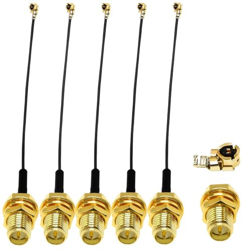 TUOLNK 5 Pack 6 pouces IPX vers RP SMA Câble de queue de cochon d'antenne WiFi femelle 1.13mm IPX vers RP-SMA Câble d'extension d'antenne femelle IPX/U.FL vers RP-SMA Câble coaxial femelle