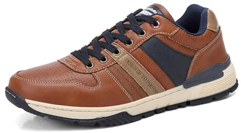 ARRIGO BELLO Vardagliga skor för män tränare gång andningsbara mode sneakers lätt skostorlek 7-11 UK, L Brun, 39.5 EU