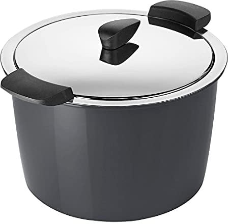 KUHN RIKON Hotpan Olla térmica con tapa, gris, 5 litros, 22 cm, al vapor, mantener caliente, adecuado para cocinas de inducción, acero inoxidable
