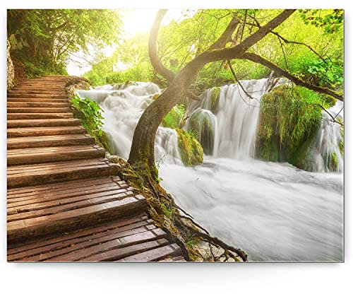 BilderKing Wandbild Wasserfall Kroatien - 160cm x 120cm Acrylglas 5mm mit Alu-Dibond Verbund + Rückrahmen