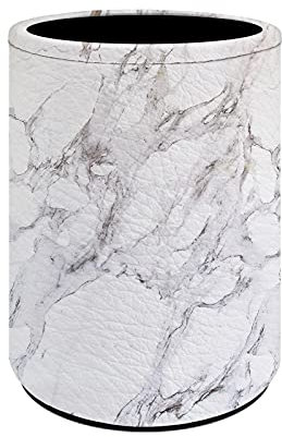 Renewold Pot à crayons en cuir blanc effet marbre pour bureau, pot à crayons, marqueurs, pinceaux de maquillage, accessoires de bureau pour la maison et le bureau