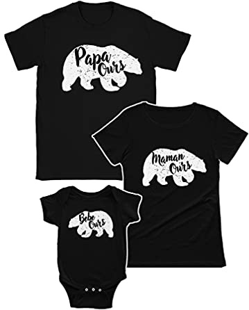 Tee Shirt Famille Assortis Tee Shirt Ours Homme Femme Bebe Famille Ours