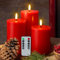 Eywamage Red Flameless LED Pillar Candles with Remote, Flickering Wax Battery Operated Christmas Candles Set of 3
