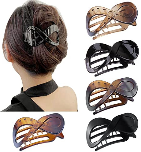 Kavya 5 Pcs Haarspangen Damen Vintage, Haarklammer Groß Dickes Haar Französisch Haarspange Schwarz, Haar Accessoire Frauen Mädchen Big Hair Clip