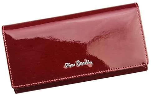 Pierre Cardin Portefeuille Femme Large Brillant 100% Cuir laqué Naturel 18,5 x 10 x 3 cm Contient 8 Cartes 3 Compartiments pour l'argent Liquide 1 Poche pour la Monnaie Couleur Rouge