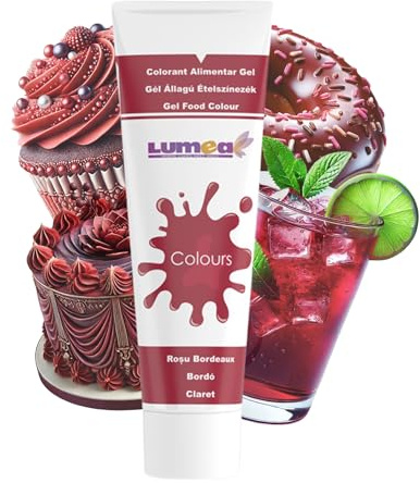 Dekozauber24 Lebensmittelfarbe weinrot, Gel, 30g, vegan, zuckerfrei, zum Färben von Fondant, Buttercreme, Getränken uvm. - essbare Tortendekoration kirschrot flüssig
