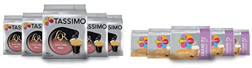 Tassimo Café Dosettes - 80 L'Or Long Doux (5 x 16) & 105 Café au Lait (5 x 21 Boissons)