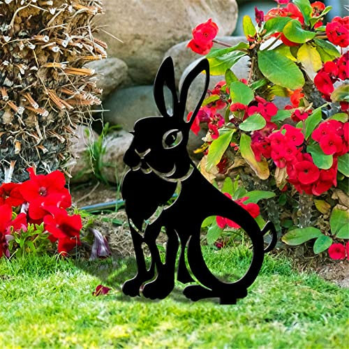 Osterdeko Osterhase Frühlings Deko Ostern Osterhase Garten Gartenstecker Kaninchen-Form Gartendeko Osterstecker Osterhasen Figuren Draußen Deko Ostern Geschenke Gartendeko Metall Deko (D, One Size)