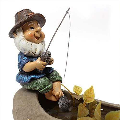 Fishing Statue, Garden Statue, Resin Dwarf Statue Art Garden Fishing, Outdoor Garden Gnomes Figurine, Funny Statues, Resin Garden Statue Decoration