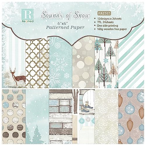ZAKHSE Motivpapier Weihnachten,48 Blätter Bastelpapier Muster,Designpapier 15,2x15,2cm,Schneeflocke Kreis Musterpapier Set,Einseitige Bedruckt Papierblock für Scrapbook Basteln Kartenherstellung