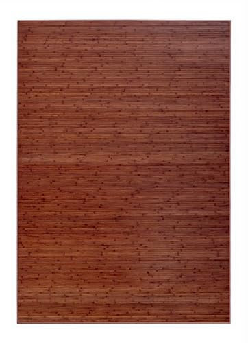 JUANIO Tapis de Sol antidérapant, Moquette à Rayures en Bambou Coloris Noyer - Longueur 300 x Profondeur 200 cm