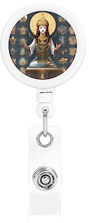 Statue of God Retractable Badge Holder Badge Reel Nurse ID Badge Holder Key Chain Alligator Clip with 360 ° Rotation