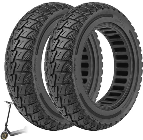 VOLOHAS 60/70-6,5 Vollgummireifen 10 Zoll Solide Reifen für Xiaomi 5/5 Pro/5 Max,für Ninebot Max G30/Max G30D/Max G30D2 Elektroroller Ersatzreifen Vollreifen Anti-Rutsch Pannensicher (Schwarz 2 Stück)