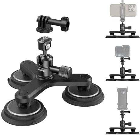 SMALLRIG 2-in-1 Triple Magnetic Suction Cup Mount for Gopro, Car Camera Mount Outside for Action Cameras, with Anti Deflection Pin Ball Head 4468
